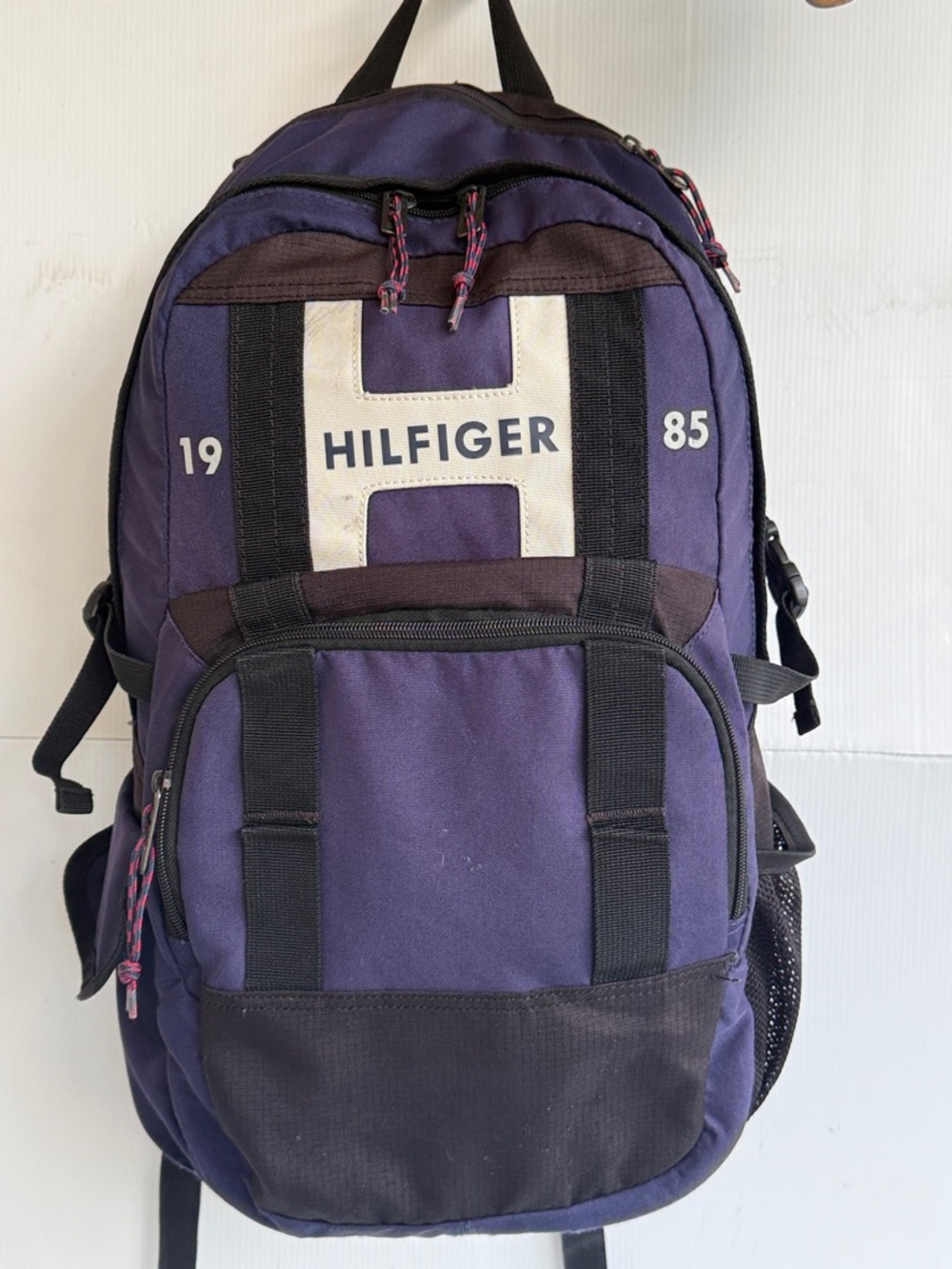 Vintage Tommy Hilfiger Backpack Book Bag Laptop Sleeve BIG H Blue Student Travel